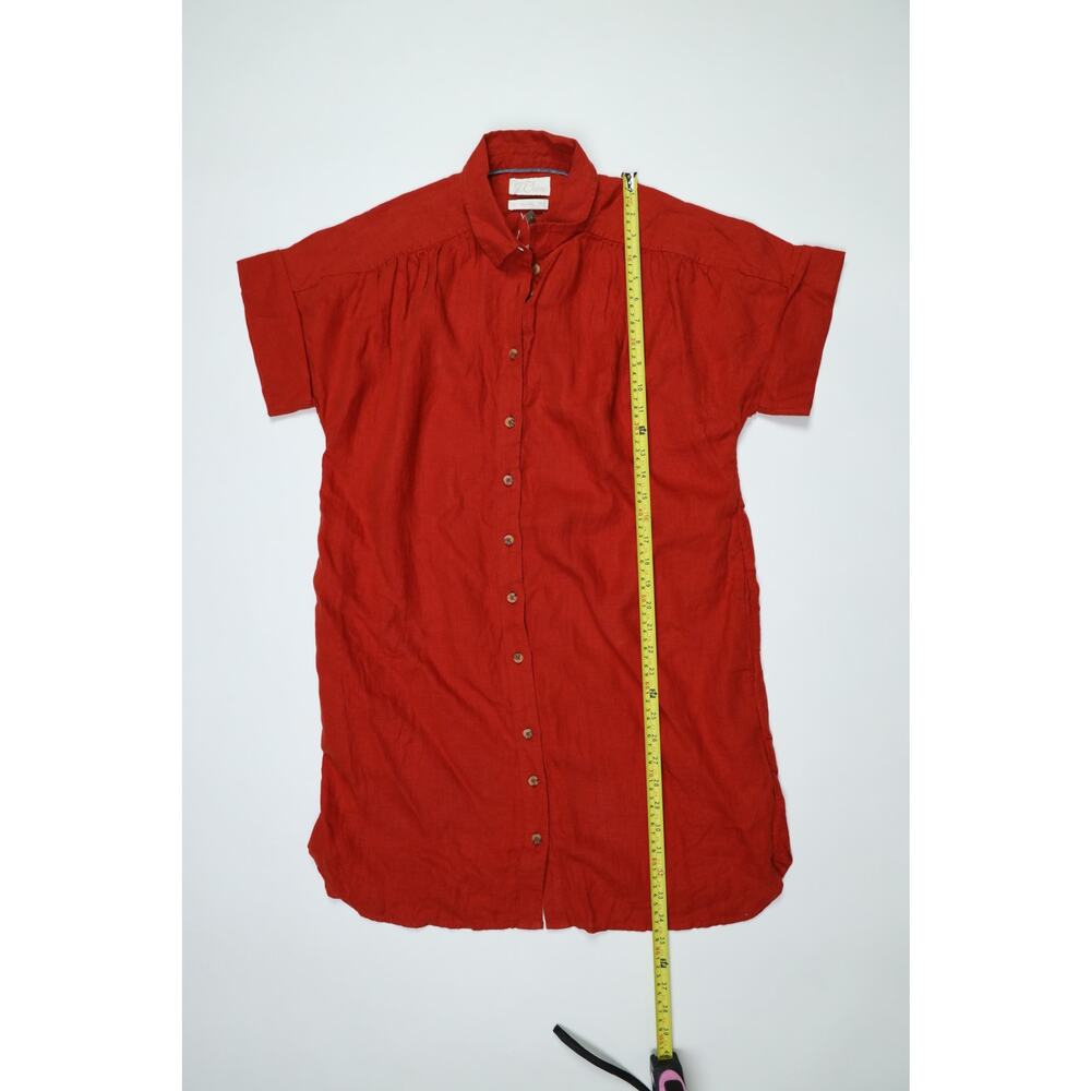 J.Crew NWT 100% Linen Relaxed Shirt Dress Red Coastal Resort Cover Up MP $148 - Picture 13 of 14